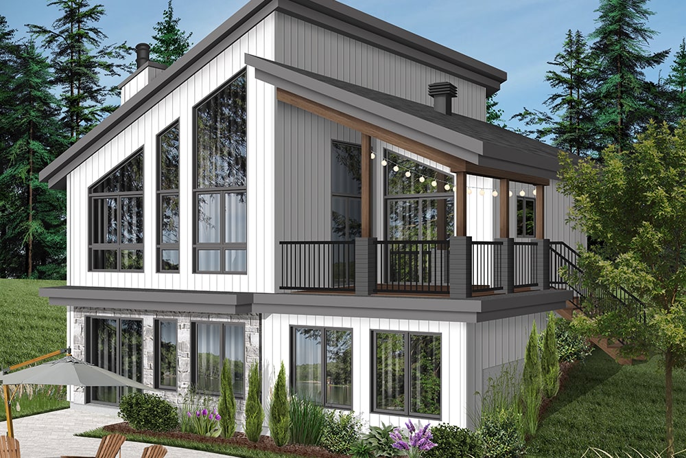 Front elevation of Modern home (ThePlanCollection: House Plan #126-1931)