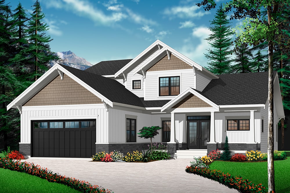 Front elevation of Farmhouse home (ThePlanCollection: House Plan #126-1932)