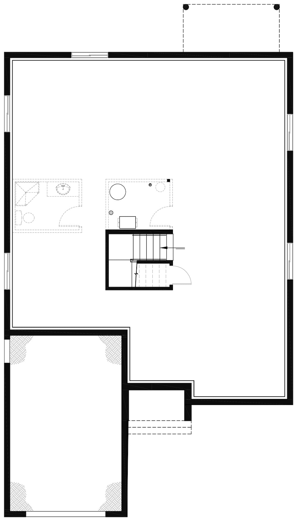 Floor Plan Basement of Craftsman Plan #126-1933
