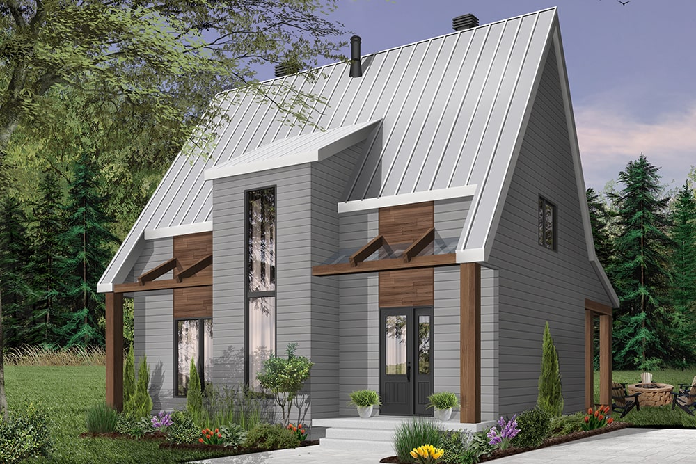 Front elevation of Contemporary home (ThePlanCollection: House Plan #126-1934)