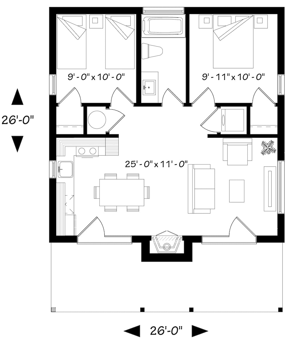 Floor Plan Main Level of Vacation Homes Plan #126-1936
