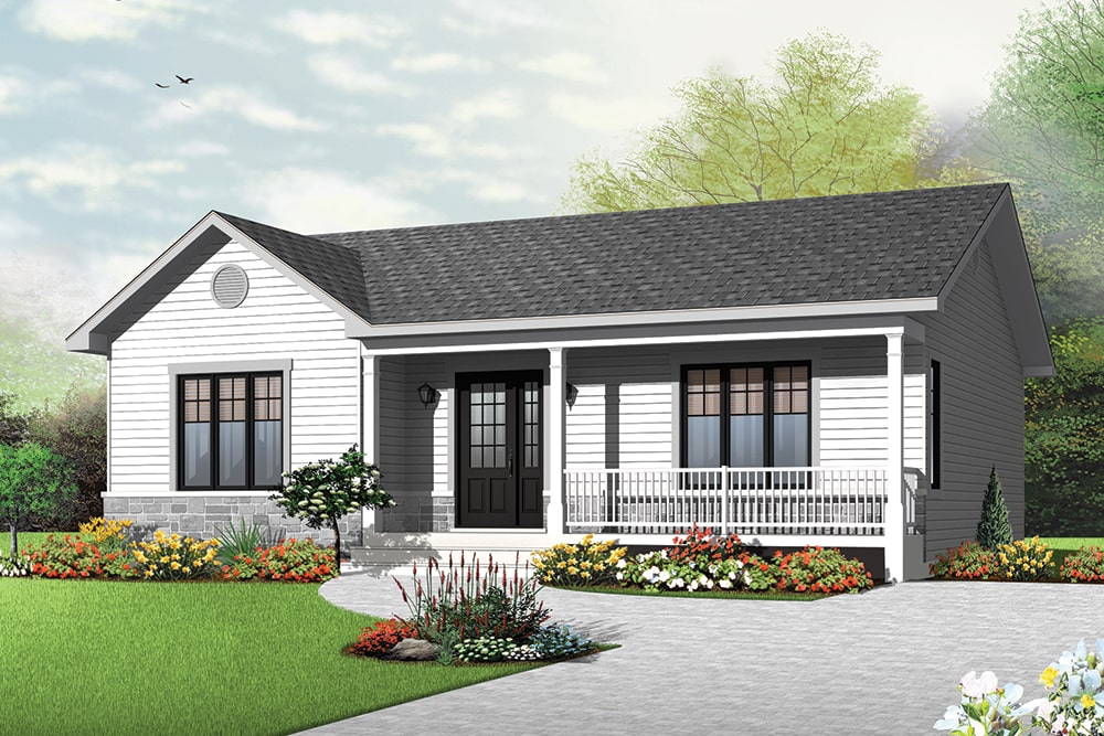 Front elevation of Craftsman home (ThePlanCollection: House Plan #126-1937)