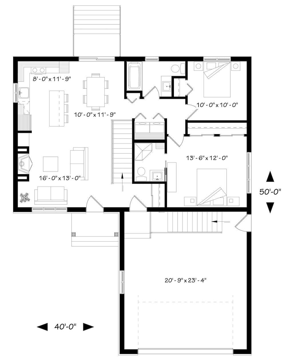 Floor Plan Main Level of Craftsman Plan #126-1939