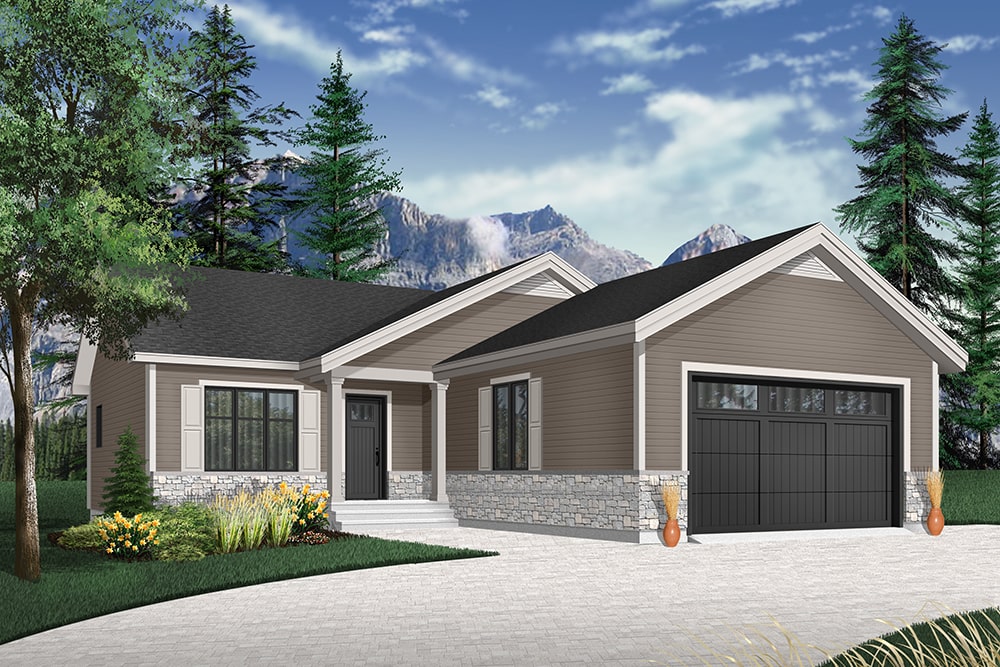 Front elevation of Craftsman home (ThePlanCollection: House Plan #126-1939)