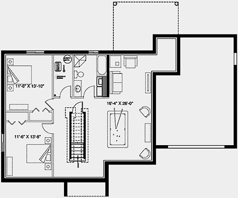 Floor Plan Basement of Craftsman Plan #126-1940