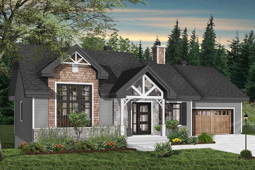 Front elevation of Craftsman home (ThePlanCollection: House Plan #126-1940)
