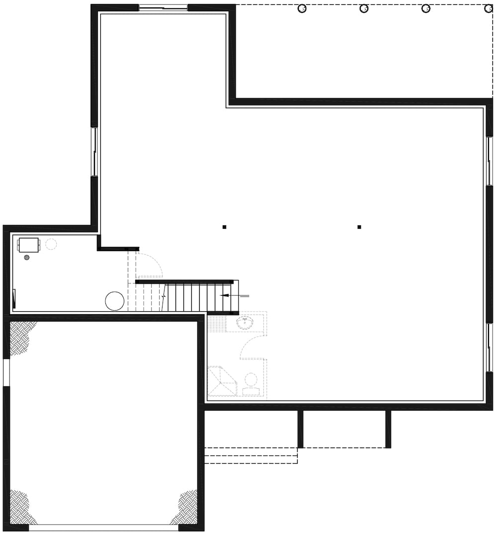 Floor Plan Basement of Craftsman Plan #126-1942