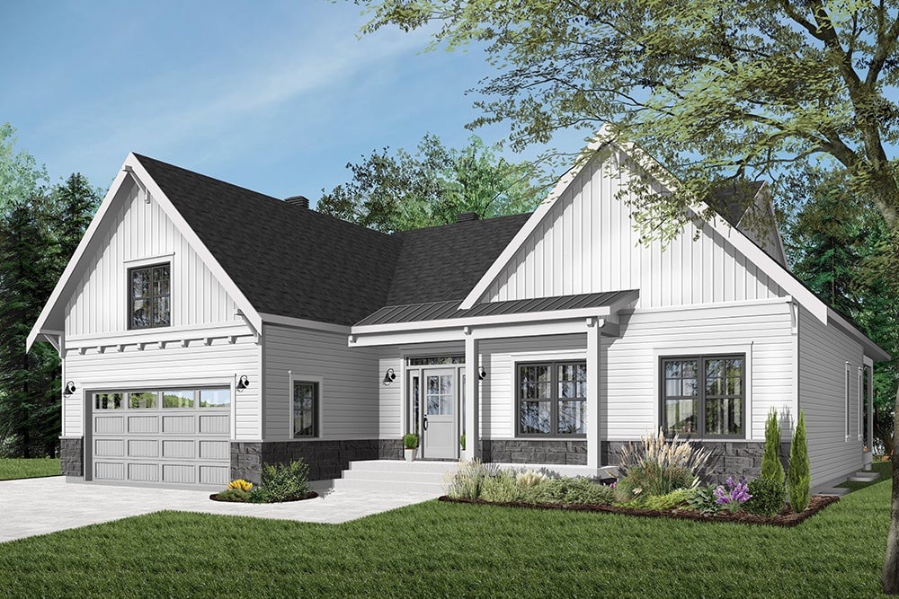 Front elevation of Craftsman home (ThePlanCollection: House Plan #126-1942)