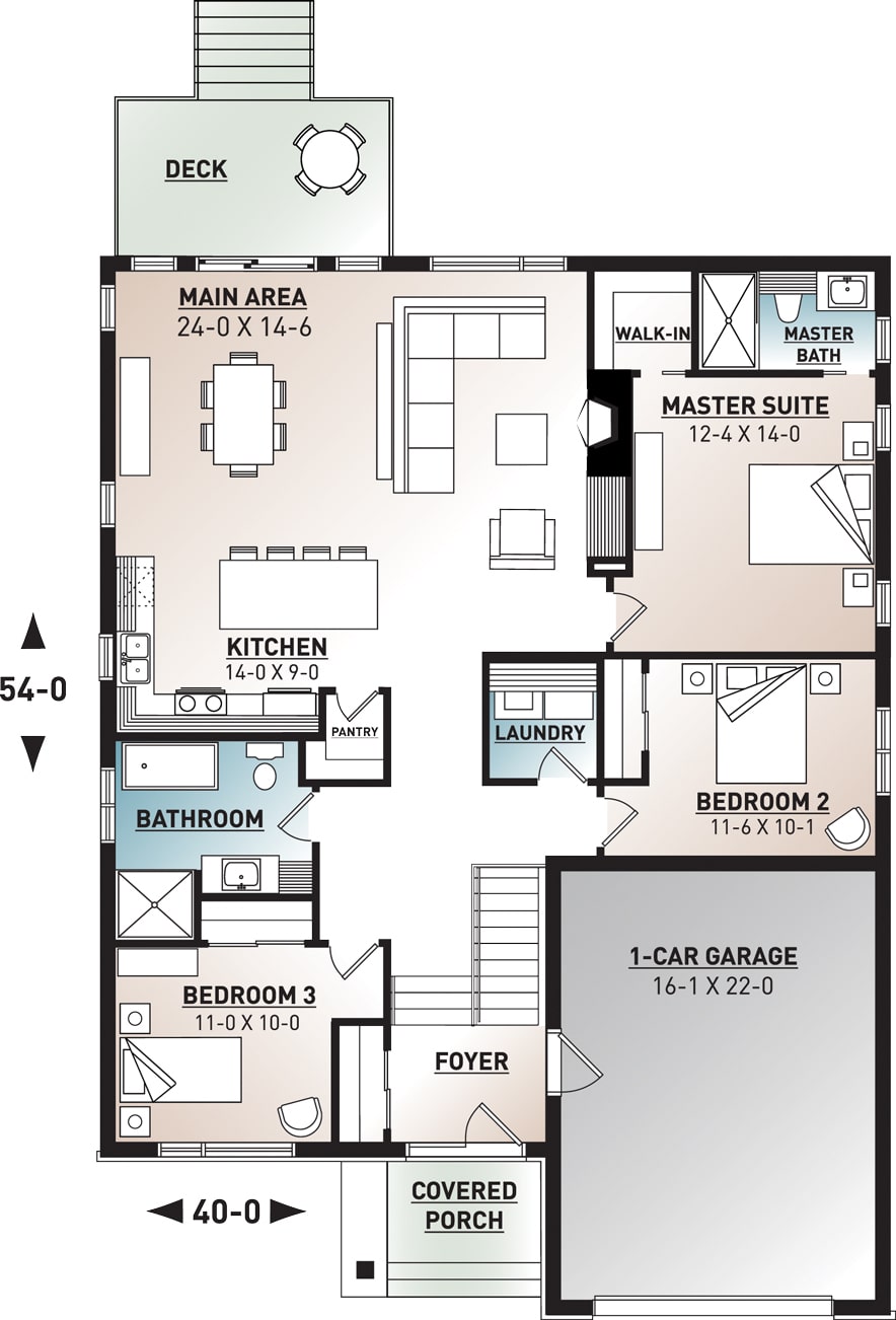 Floor Plan Main Level of Contemporary Plan #126-1943