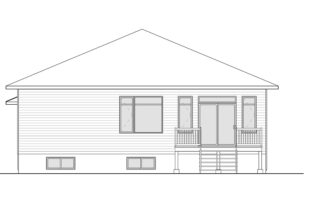 Home Plan Rear Elevation of this 3-Bedroom,1590 Sq Ft Plan -126-1943