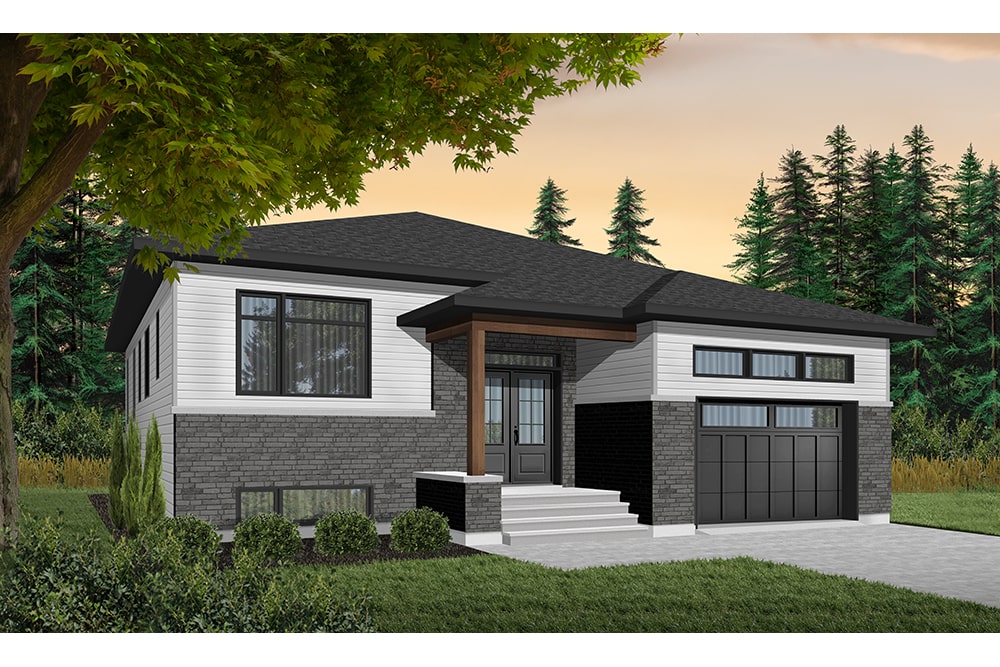 Front elevation of Contemporary home (ThePlanCollection: House Plan #126-1943)