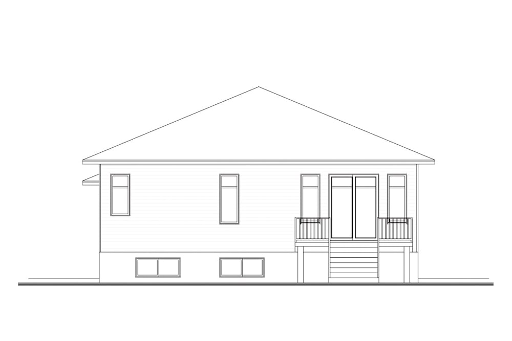 Home Plan Rear Elevation of this 2-Bedroom,1339 Sq Ft Plan -126-1944