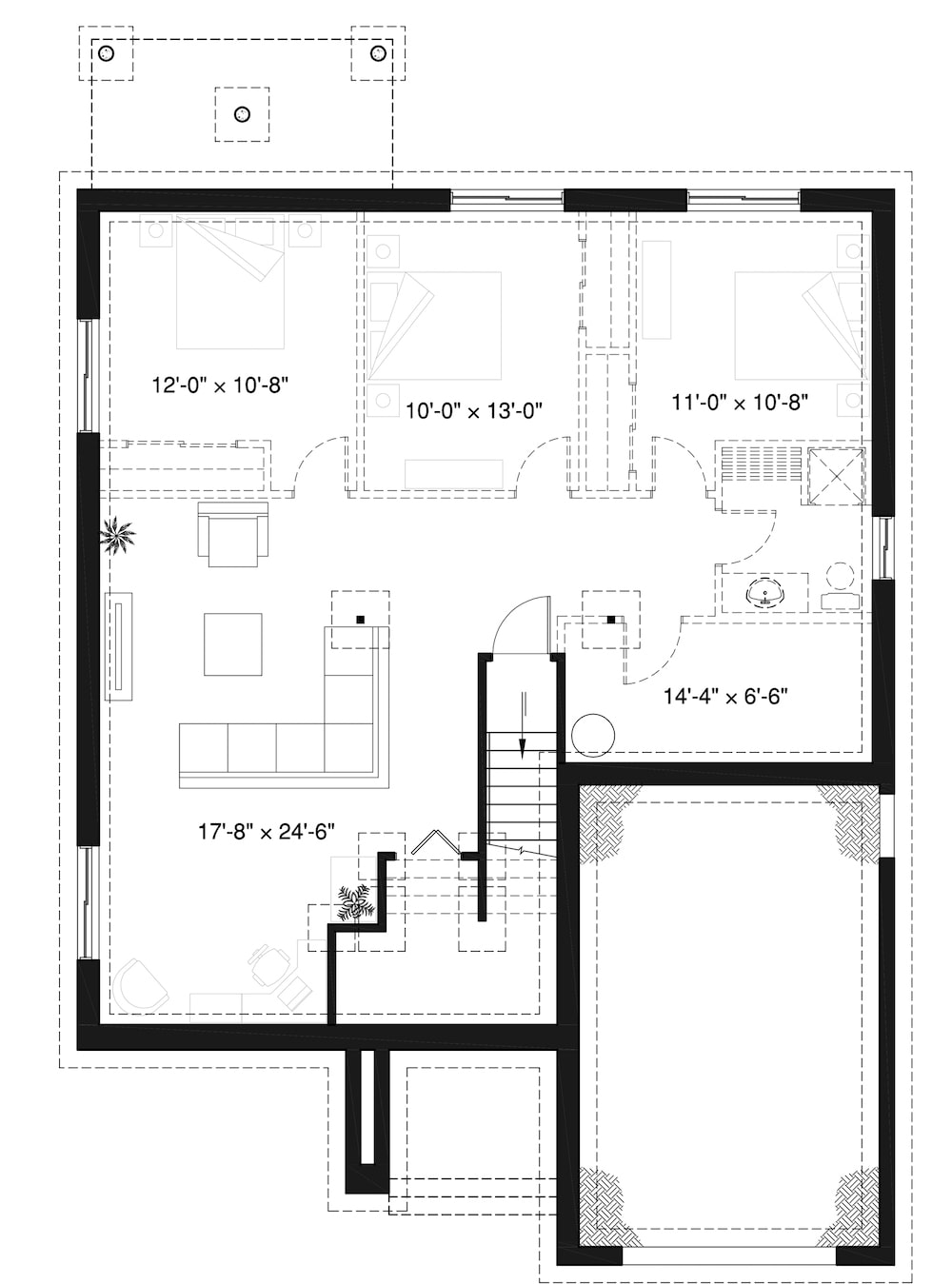 Floor Plan Basement of Contemporary Plan #126-1944