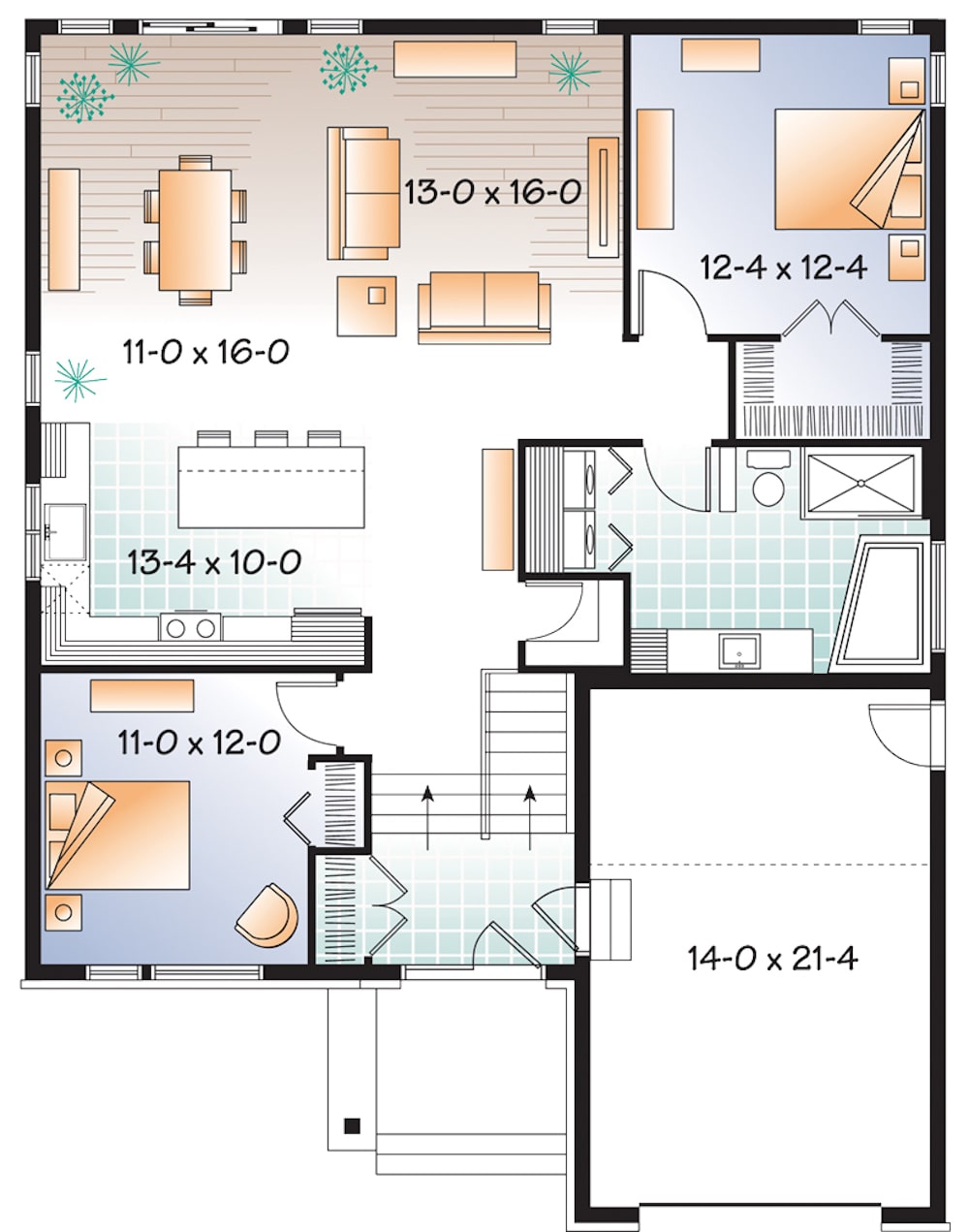 Floor Plan Main Level of Contemporary Plan #126-1944