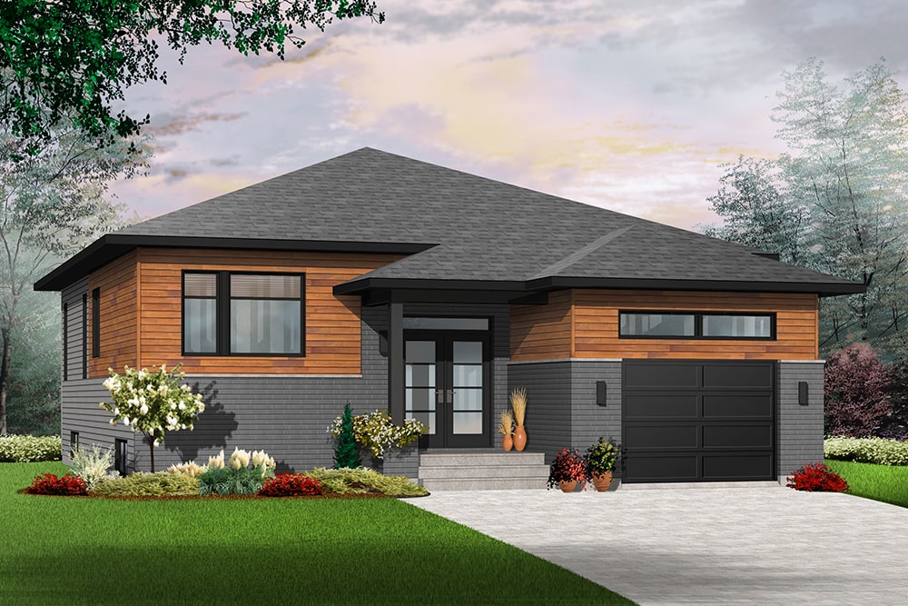 Front elevation of Contemporary home (ThePlanCollection: House Plan #126-1944)
