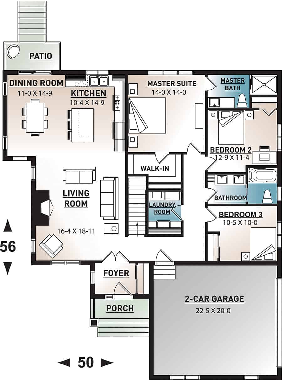 Main Level of Rustic Plan #126-1947
