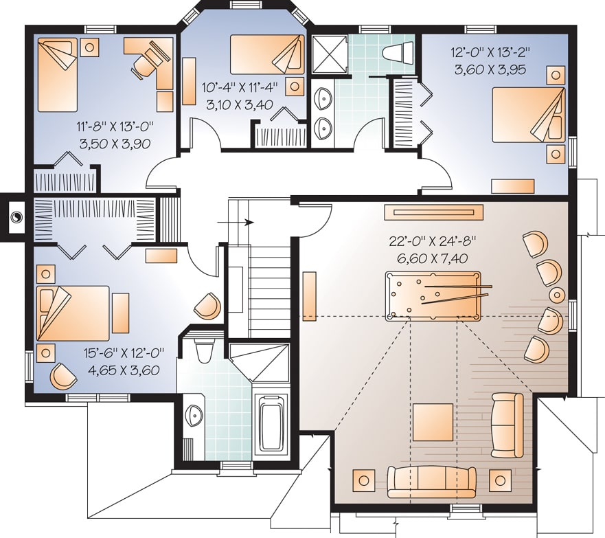 Floor Plan Upper Level of Country Plan #126-1950