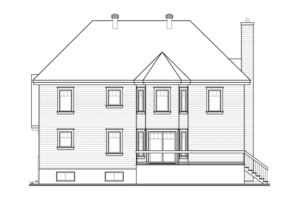 Home Plan Rear Elevation of this 4-Bedroom,2714 Sq Ft Plan -126-1950