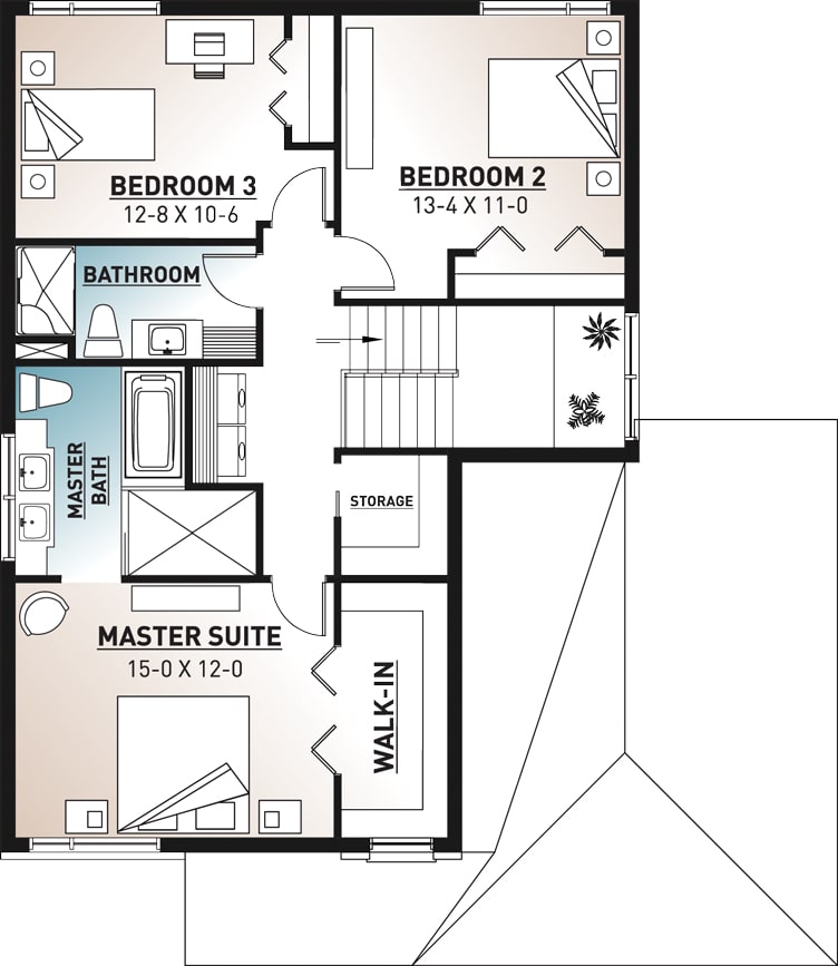 Floor Plan Upper Level of Contemporary Plan #126-1952