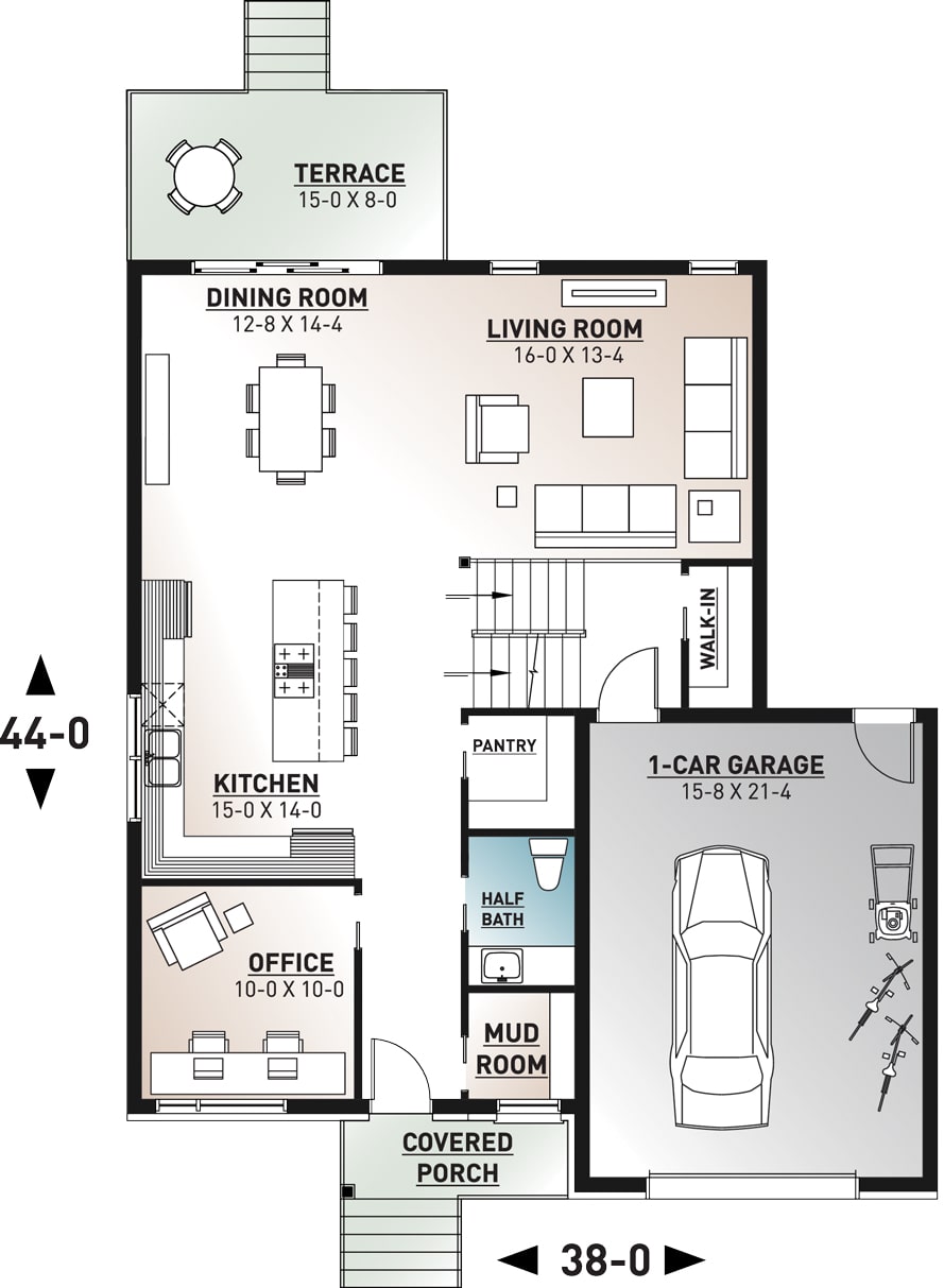 Floor Plan Main Level of Contemporary Plan #126-1952