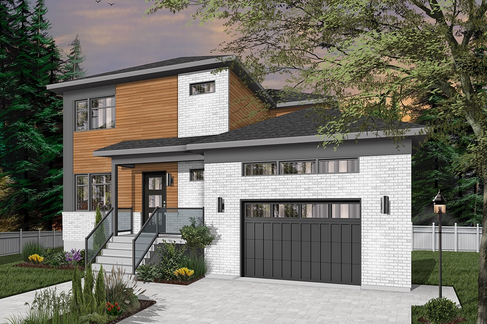 Front elevation of Contemporary home (ThePlanCollection: House Plan #126-1952)