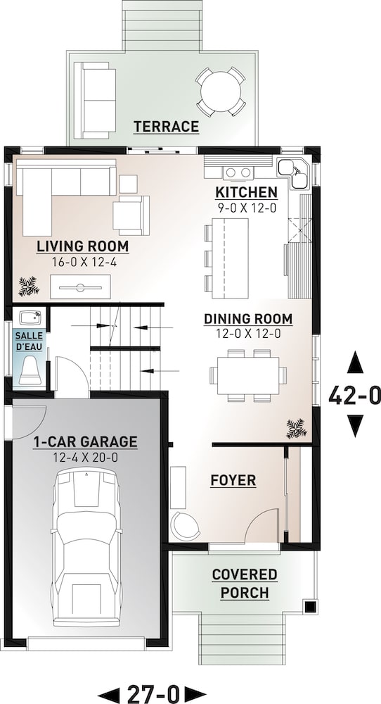 Floor Plan Main Level of Contemporary Plan #126-1954