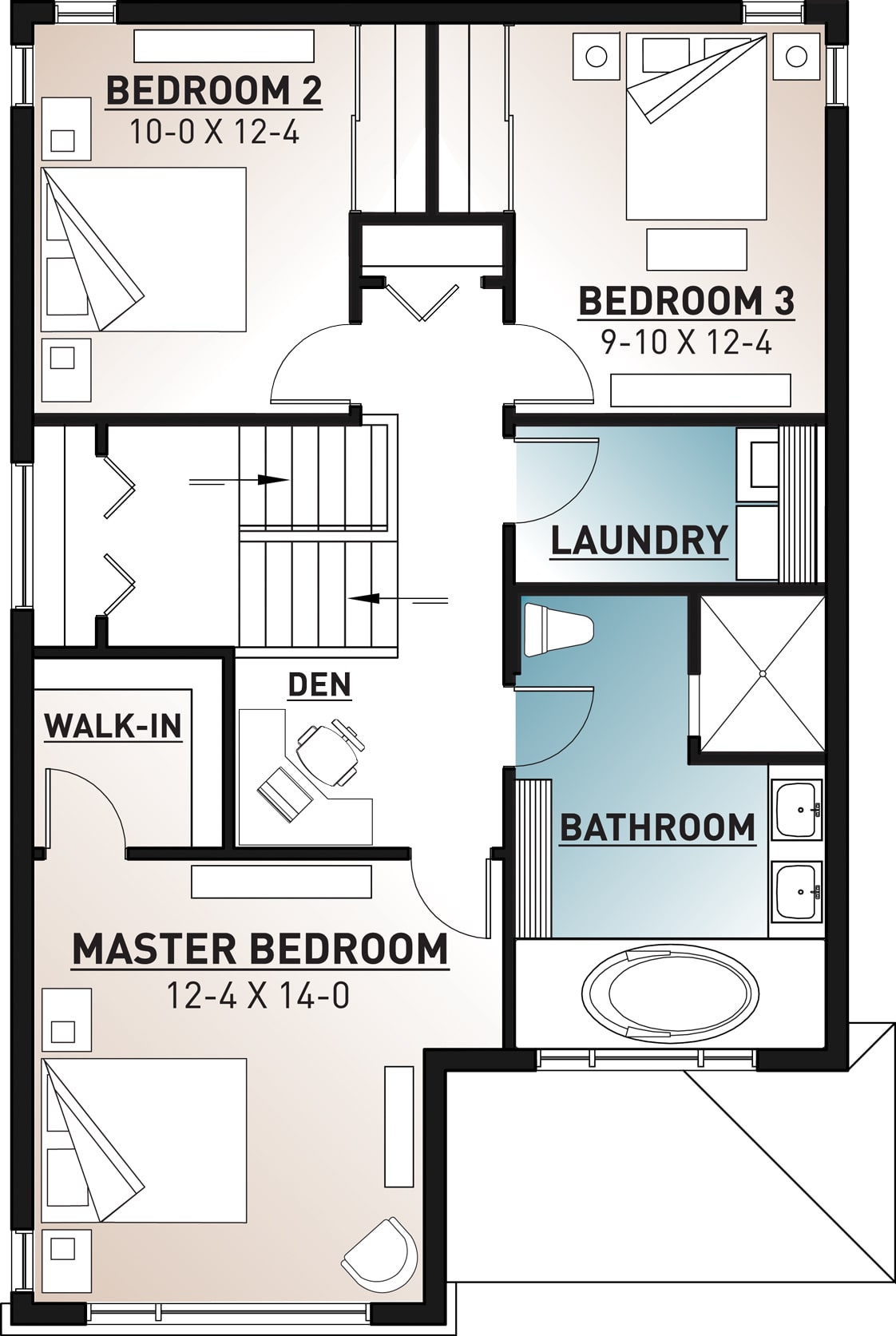 Floor Plan Upper Level of Contemporary Plan #126-1954