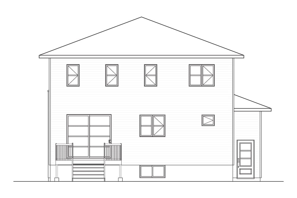 Home Plan Rear Elevation of this 4-Bedroom,2135 Sq Ft Plan -126-1955