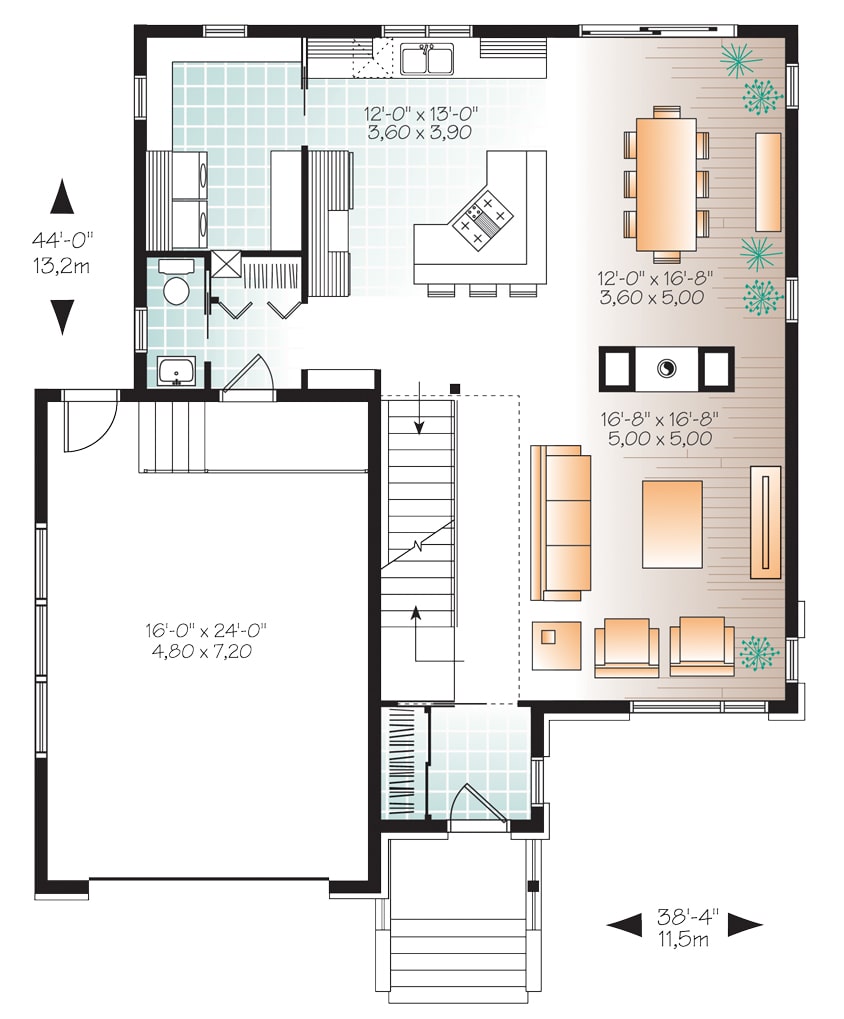 Floor Plan Main Level of Contemporary Plan #126-1955