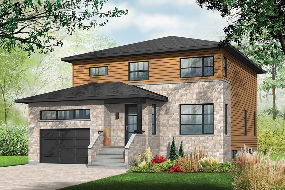 Contemporary style plan (ThePlanCollection: House #126-1955)