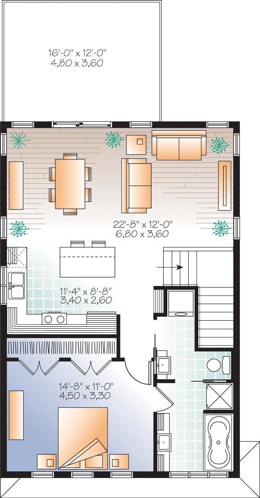 Floor Plan Upper Level of Contemporary Plan #126-1956