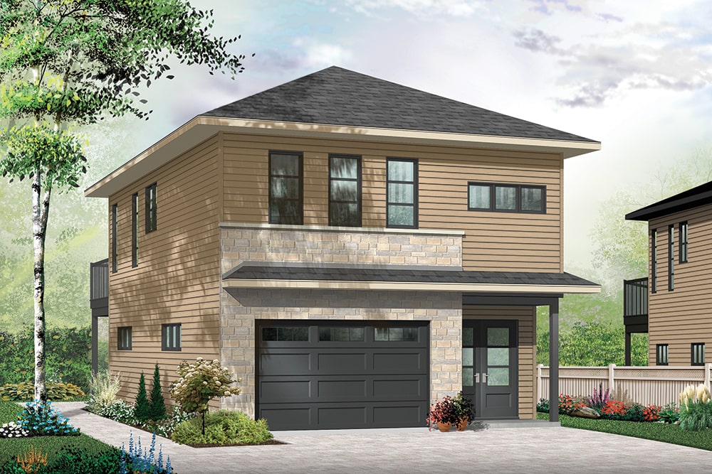 Front elevation of Contemporary home (ThePlanCollection: #126-1956)