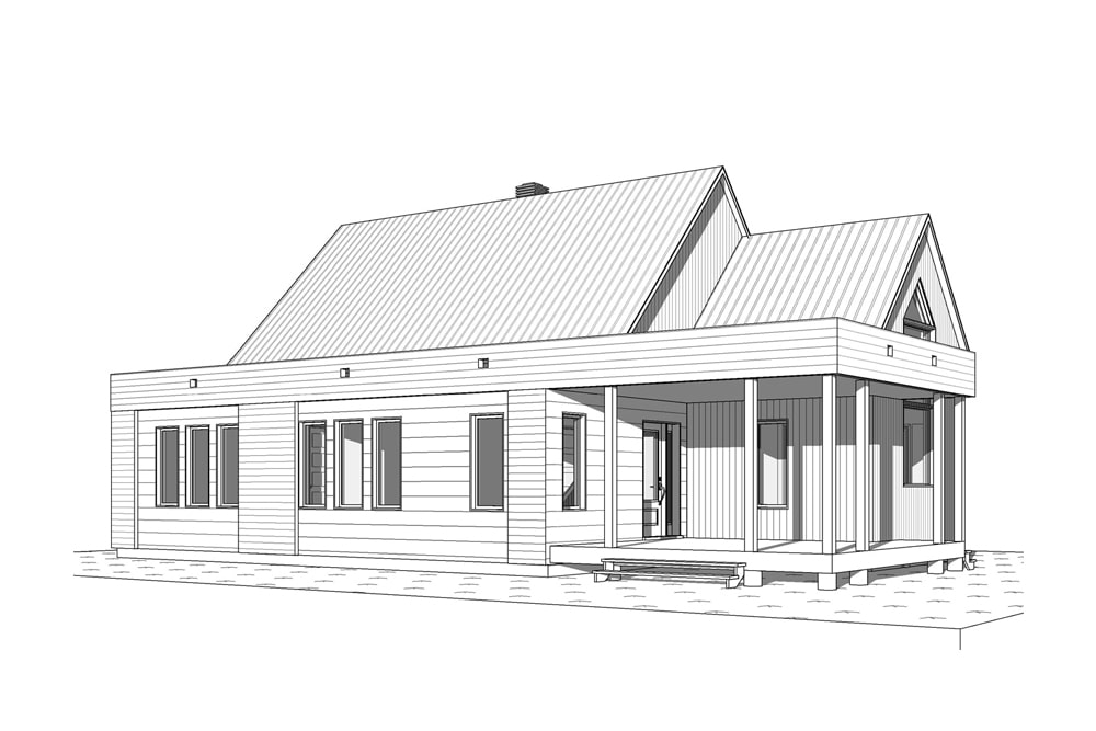 Home Plan Front Elevation of this 2-Bedroom,1200 Sq Ft Plan -126-1960