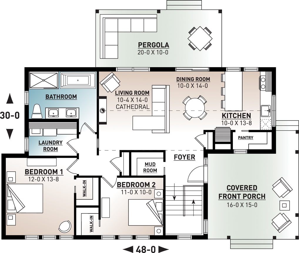 Floor Plan Main Level of Vacation Homes Plan #126-1960