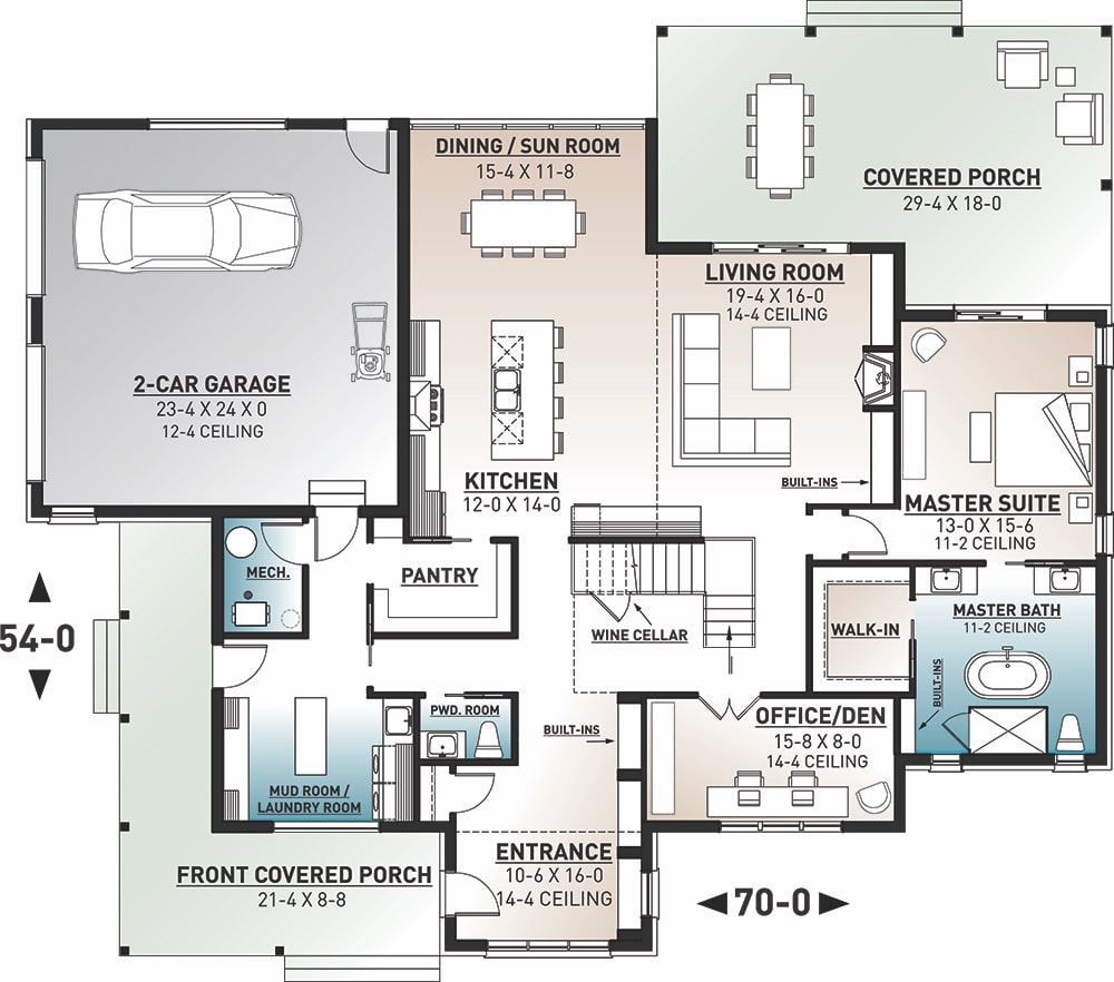 Floor Plan Main Level of Contemporary Plan #126-1963