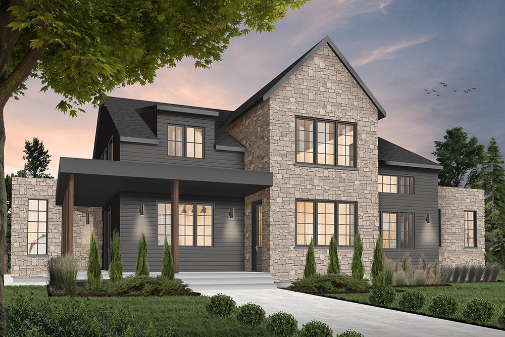 Transitional Farmhouse (ThePlanCollection: #126-1963)