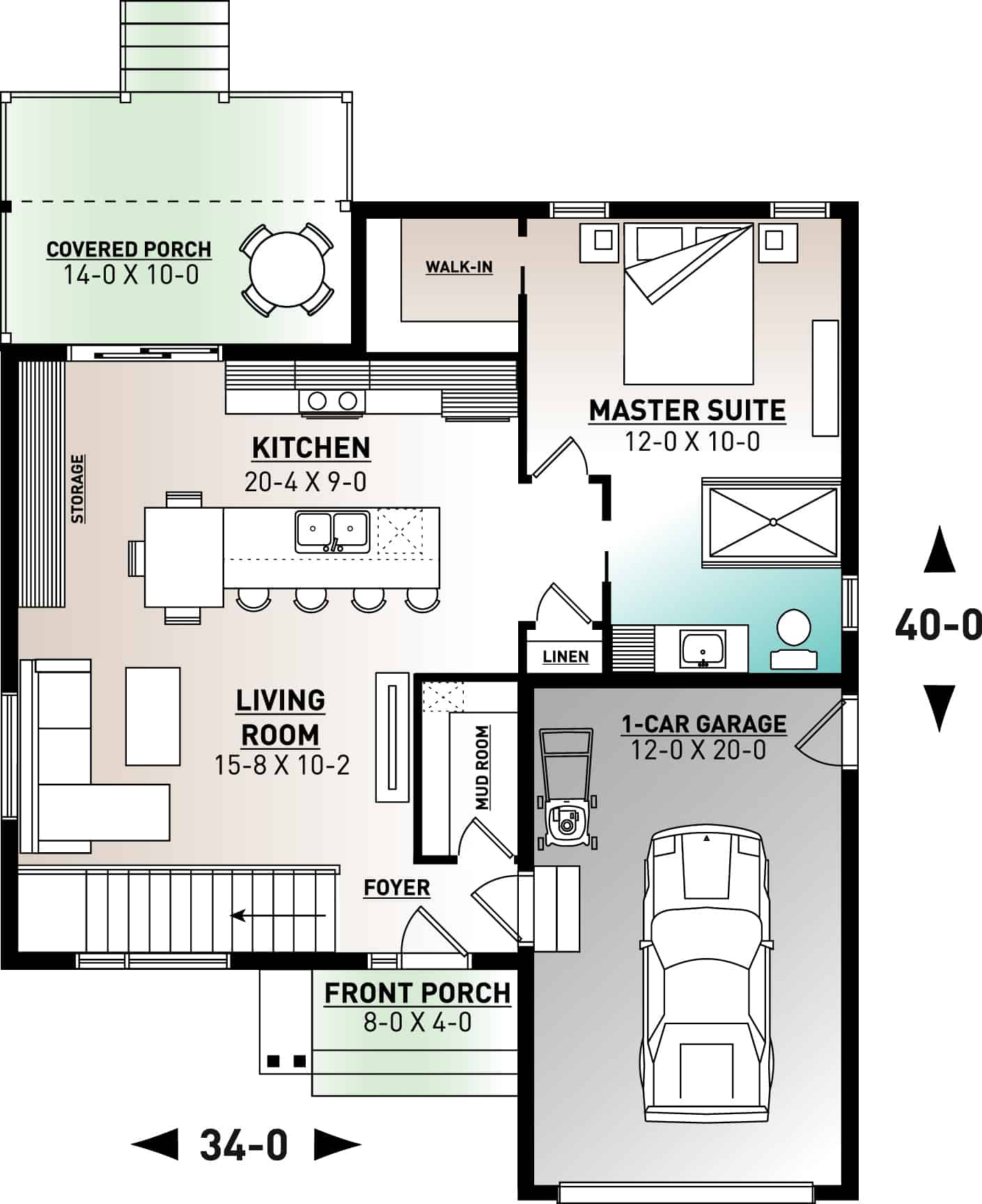 Floor Plan Main Level of Rustic Plan #126-1965