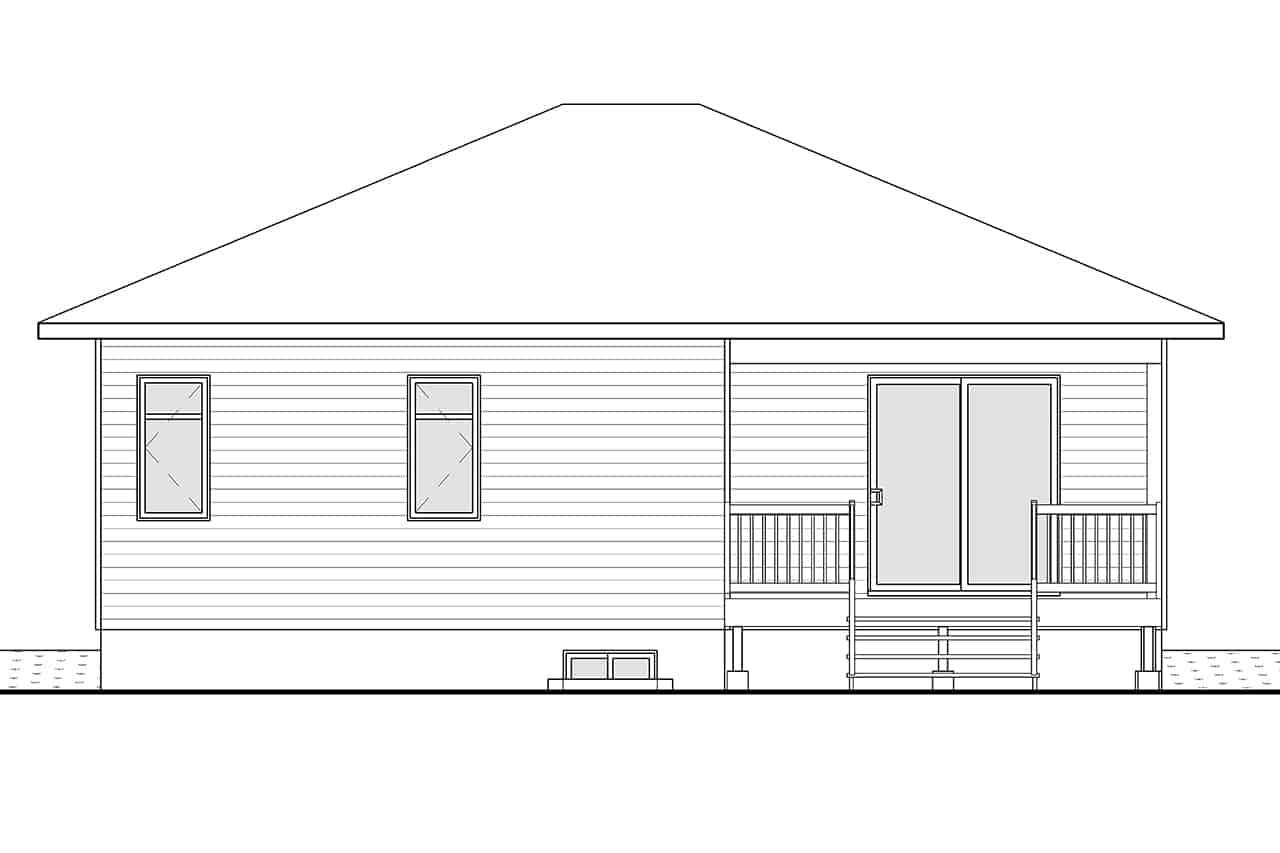 Home Plan Rear Elevation of this 2-Bedroom,1339 Sq Ft Plan -126-1965