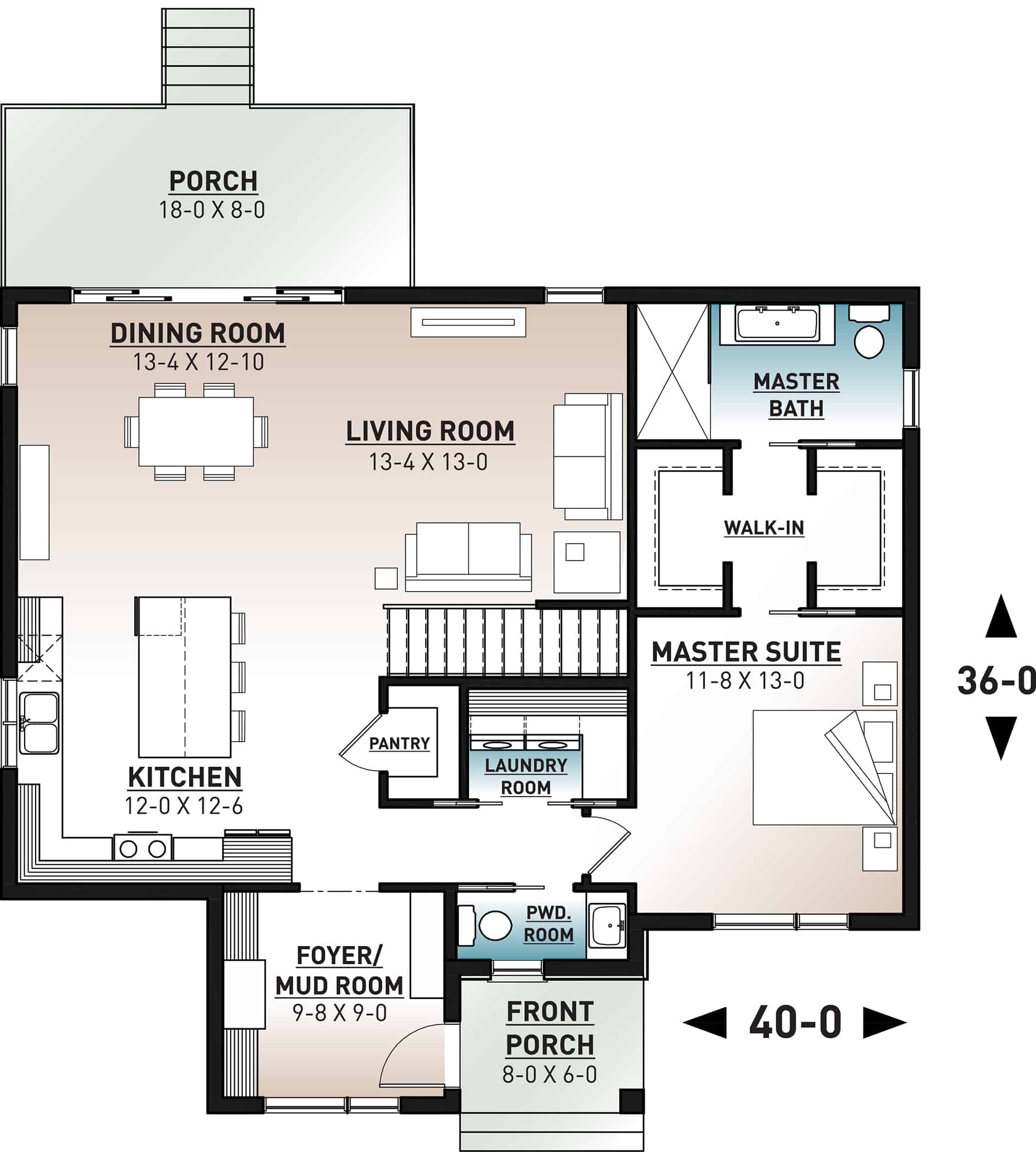 Floor Plan Main Level of Modern Plan #126-1966