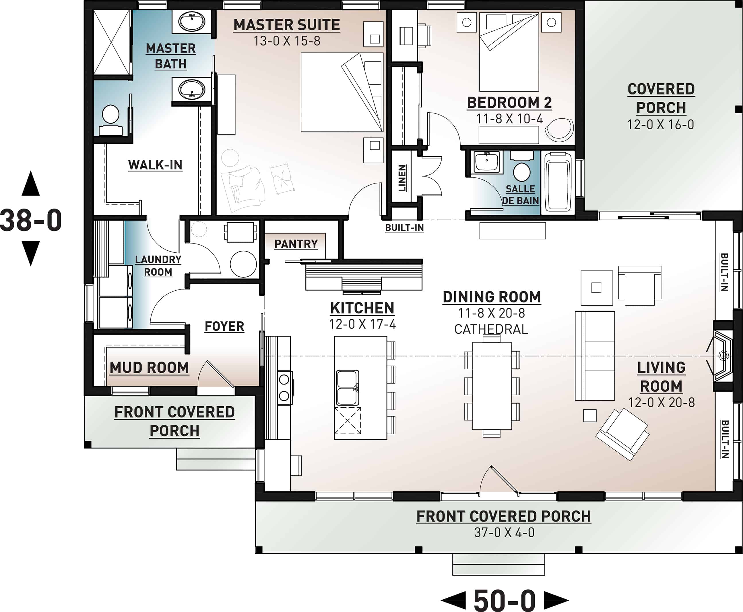 Floor Plan Main Level of Ranch Plan #126-1967