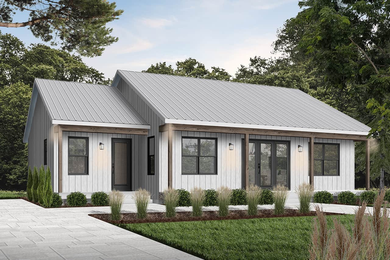 Front elevation of Ranch home (ThePlanCollection: House Plan #126-1967)