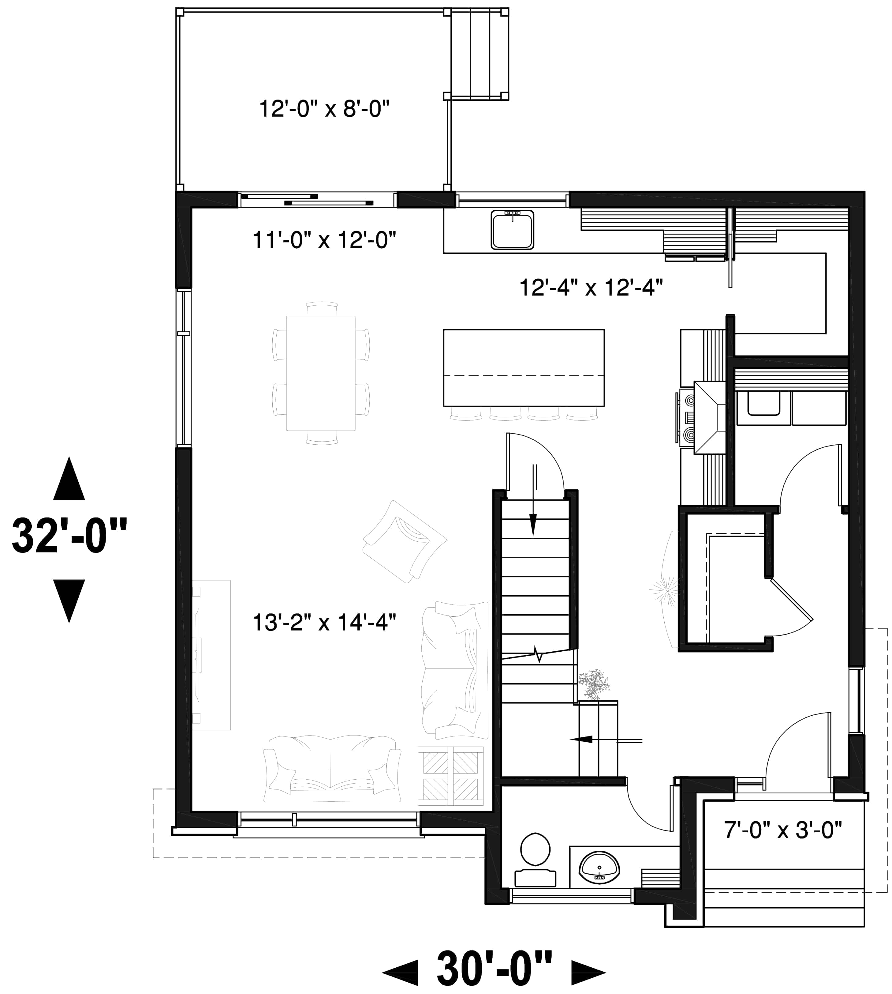 Floor Plan Main Level of Contemporary Plan #126-1968