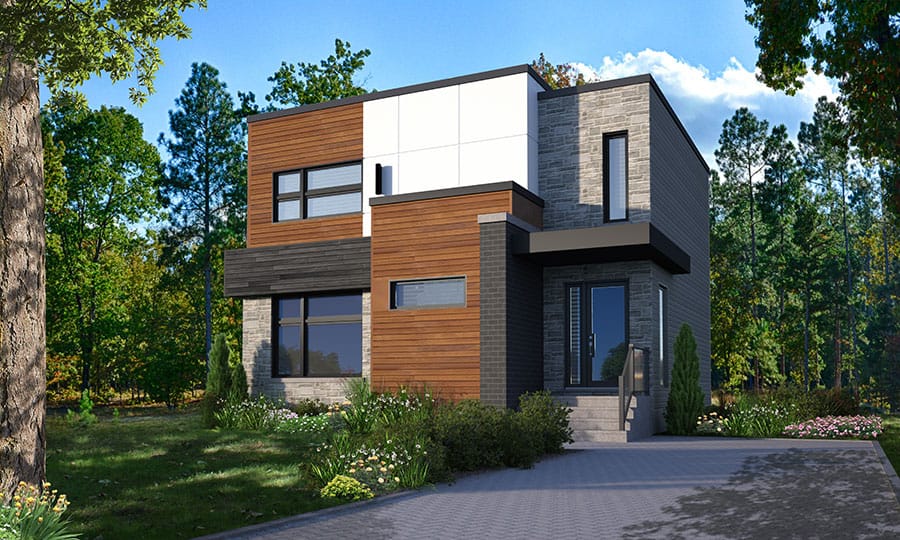 Front elevation of Contemporary home (ThePlanCollection: House Plan #126-1968)