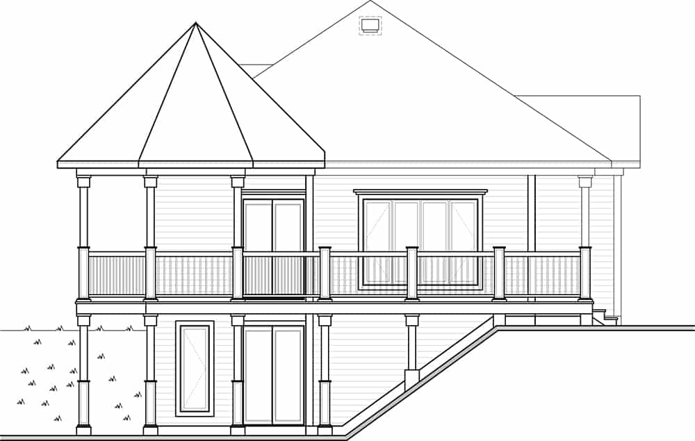 Home Plan Rear Elevation of this 1-Bedroom,840 Sq Ft Plan -126-1971