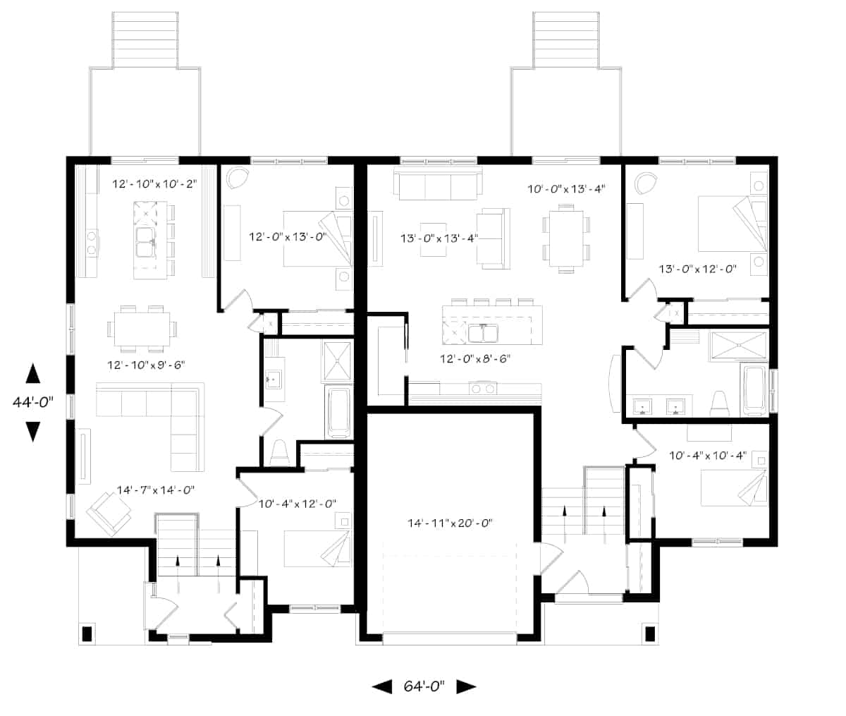 Floor Plan Main Level of Contemporary Plan #126-1975