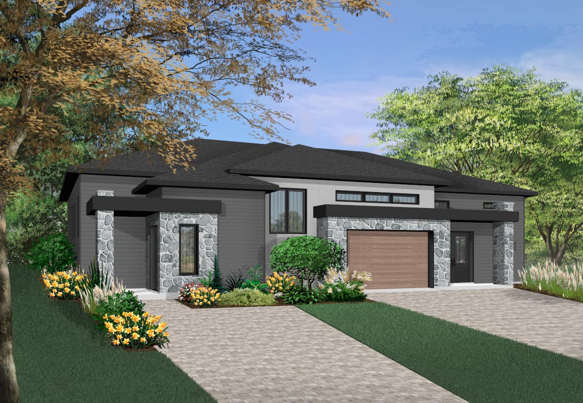 Contemporary multi-unit home (ThePlanCollection: Plan #126-1975)
