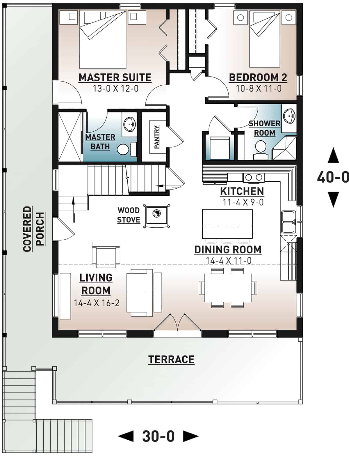 Floor Plan Main Level of Contemporary Plan #126-1977