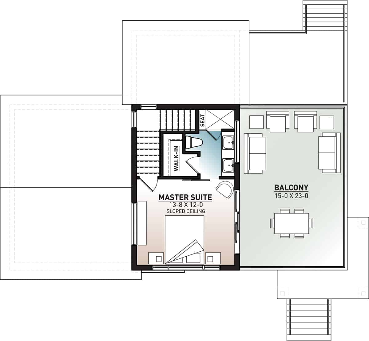 Floor Plan Upper Level of Modern Plan #126-1979