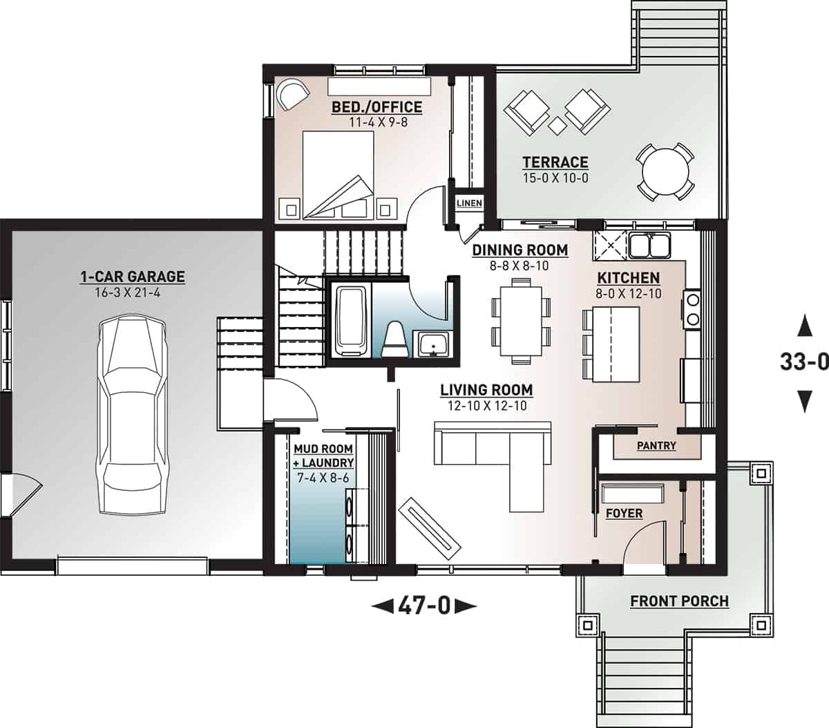 Floor Plan Main Level of Modern Plan #126-1979