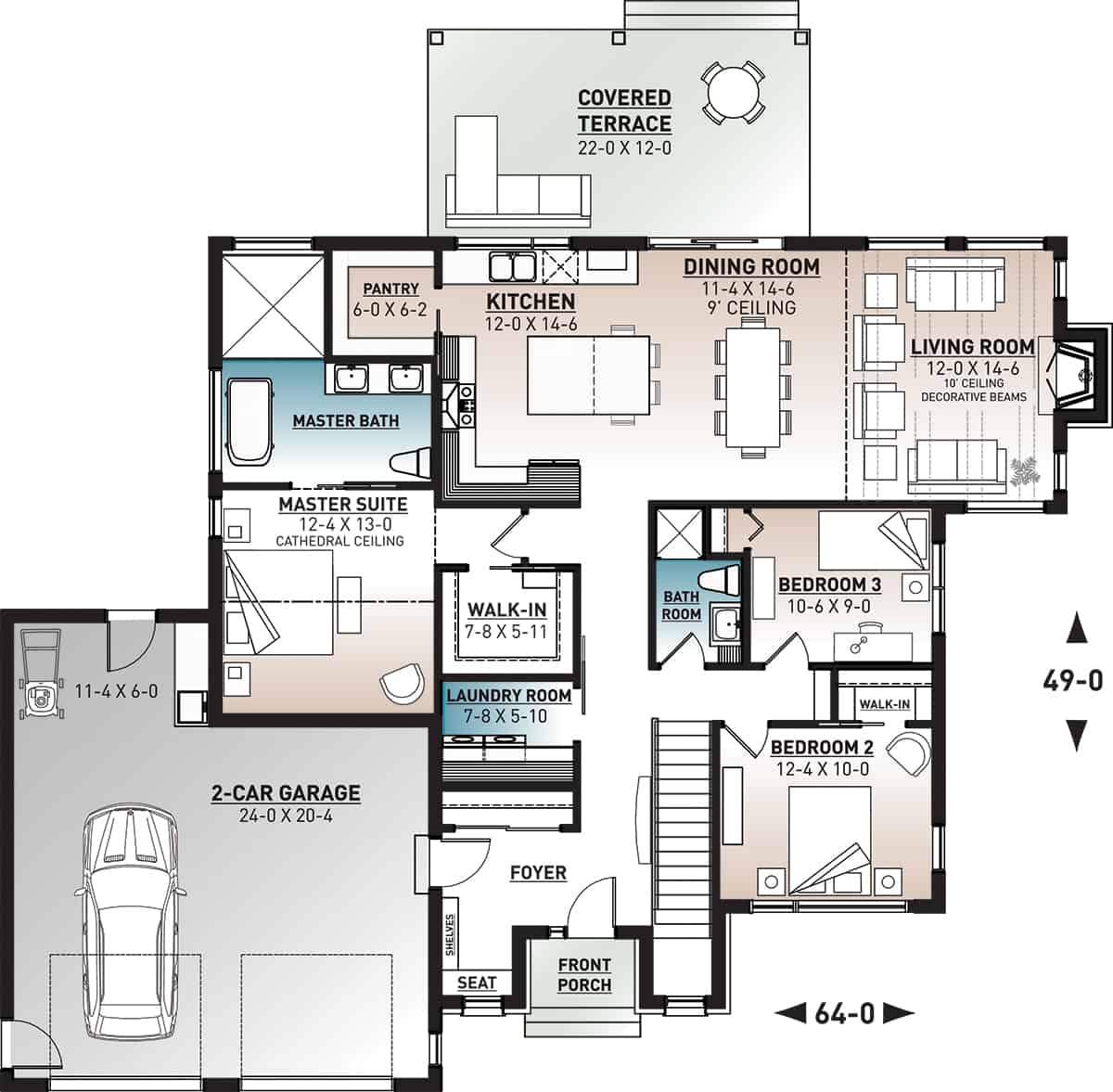 Floor Plan Main Level of Contemporary Plan #126-1981